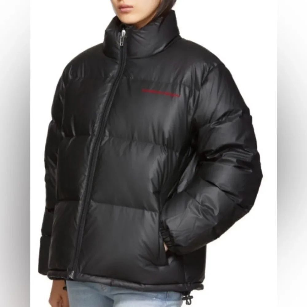 Alexander Wang Black Down Pleather Chynatown Jacket puffer coat short